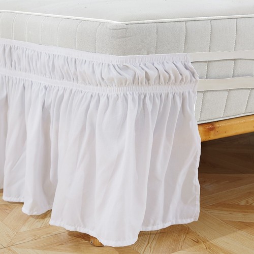 Wrap Around Bed Skirt 15Inch Drop Dust Elastic Ruffle Elastic Bed Skirt Easy Fit - Picture 29 of 110