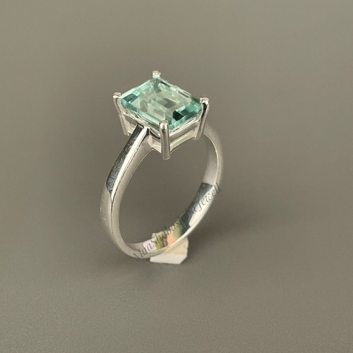 Natural Emerald Cut Green Amethyst Ring Engagement Ring Statement Ring For Women - Bild 5 von 9
