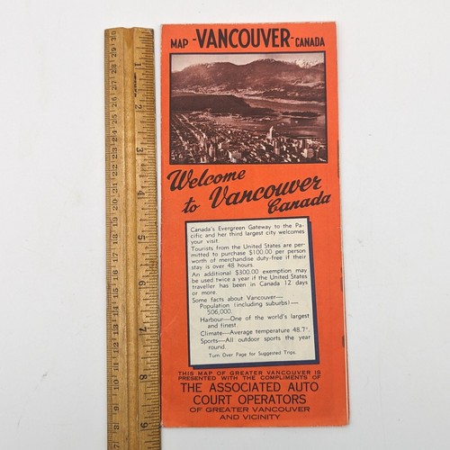 Vintage Woodwards anni '50 Vancouver Canada mappa città grande magazzino auto associato - Foto 2 di 6
