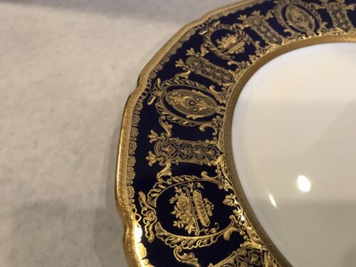 Royal Doulton Porzellan Speiseteller erhaben Kobalt Gold verkrusteter Rand HB9772a - Bild 7 von 14