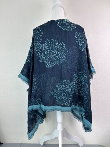J. Jill wearever cardigan poncho donna piccolo-grande blu ricamato avvolgente - Foto 5 di 6