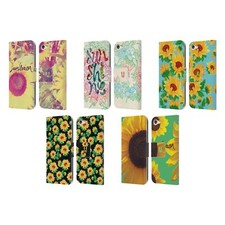 HEAD CASE DESIGNS SUNFLOWER LEATHER BOOK CASE FOR APPLE iPOD TOUCH MP3