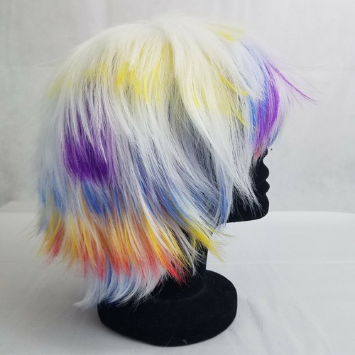 Synthetic Cosplay Wigs Women Straight Party Short Colorful Handmade Multi White - Picture 3 of 4