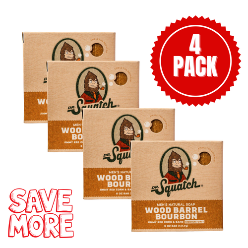 Dr. Squatch Wood Barrel Bourbon Soap [DIRECT SUPPLIER] 4 Packs AUTHENTIC 5oz Bar - Picture 1 of 9