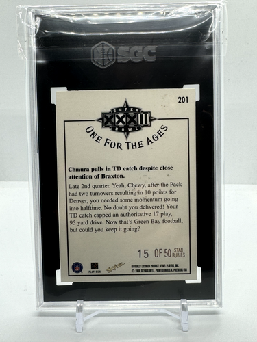 1998 Skybox One For The Ages Star Rubies /50 Packers - Broncos SBXXXII #201 SGC - Picture 2 of 2