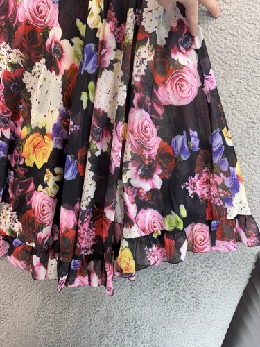 Ieena Mac Duggal Blumen Cape Minikleid Damen 2 Neu mit Etikett schwarz bunt Rosenmuster - Bild 11 von 24