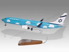 Boeing 737-800 El Al Israel Airlines Desk Wood Airplane Model Small Scale 1/130
