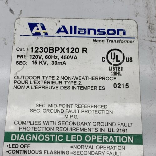 Transformador de letreros de neón Allanson 1230BPX120R PRI: 120V SEC: 12000V 12kV 30mA - Imagen 2 de 9