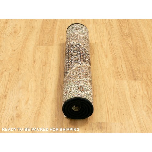 3'1"x5'6" Brown Hand Knotted Wool And Silk Tebraz Mahi Fish Design Rug G58776 - Picture 6 of 8