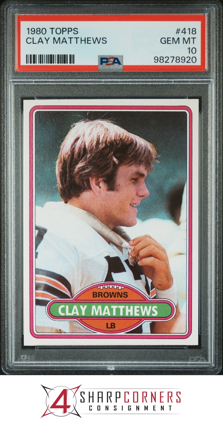 1980 TOPPS #418 CLAY MATTHEWS RC BROWNS PSA 10 F4209043-920