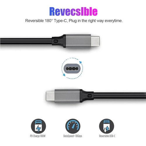 USB Type-C to USB-C Male to Male Data Power Cable PD Fast Charge MacBook Samsung - Picture 3 of 16