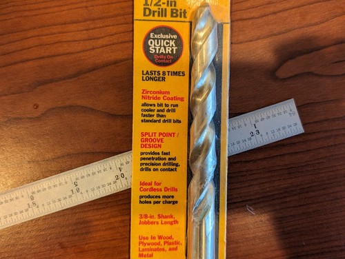 CRAFTSMAN 1/2” Zirconium Nitride Drill Bit, Exclusive Quick Start,  Made in USA - Picture 4 of 4