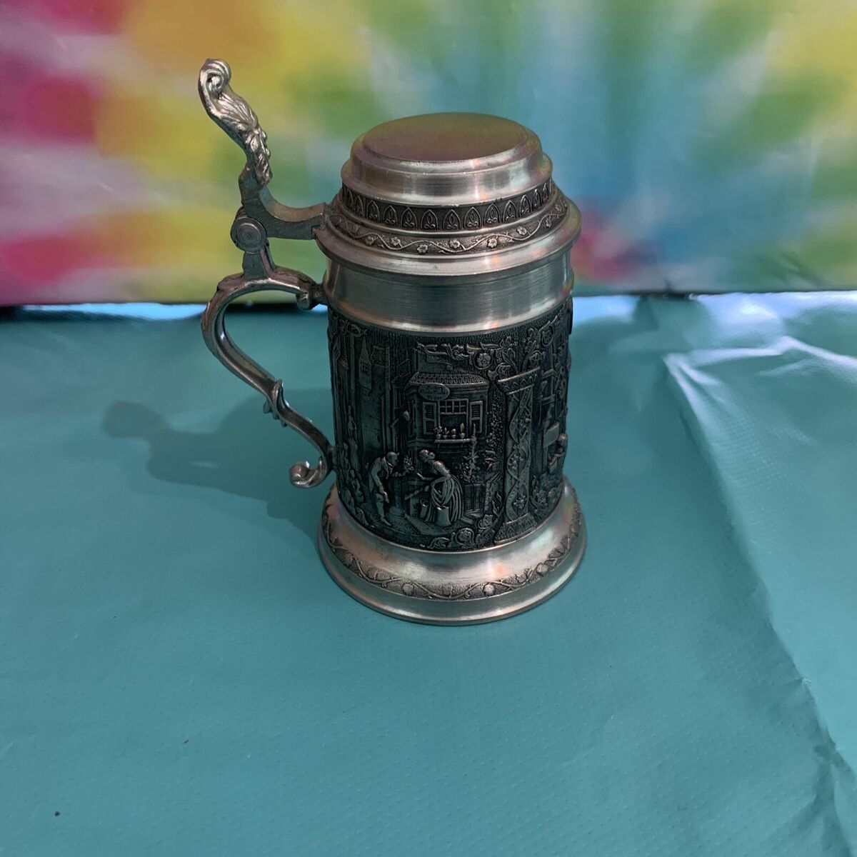 Zinn Becker Stuttgart pewter 95% Zinn lidded stein, Germany