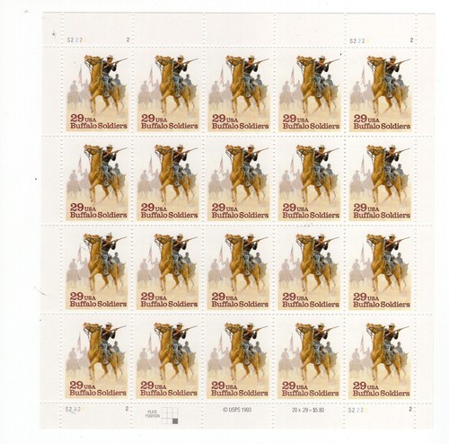 1994 29 Cent Buffalo Soldiers full Sheet of 20, Scott #2818, postfrisch NH