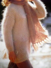 938 LADYS MOHAIR SWEATER & SCARF KNITTING PATTERN 30-40" 76-102CM COPY