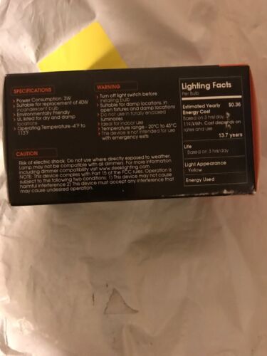 Sleeklighting LED A19 Yellow Light Bulb, 120 Volt - 3-Watt Energy Saving -... - Picture 3 of 3
