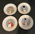Set Of 4 Kathryn Beich Snowman Plates in Original Box - 6" Diameter Nice!