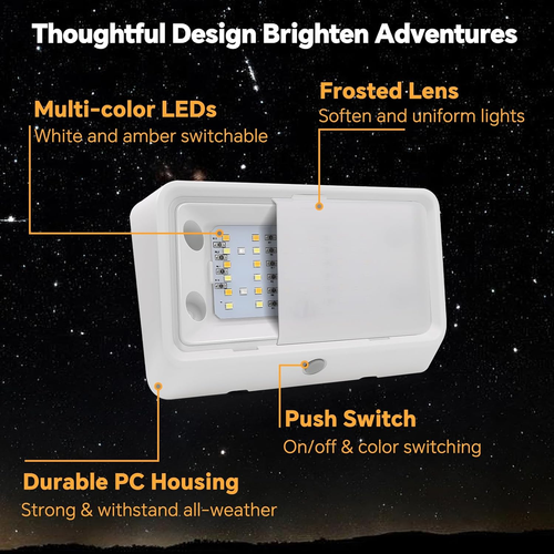 RV Porch Light W/Switch 2CCT White Amber Switchable 12V Campervan Exterior Utili - Picture 6 of 9
