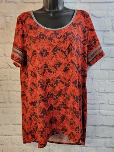 LuLaRoe Size XL Classic Tee Short Sleeve Round Neck Orange Blue Geometric - Picture 1 of 5