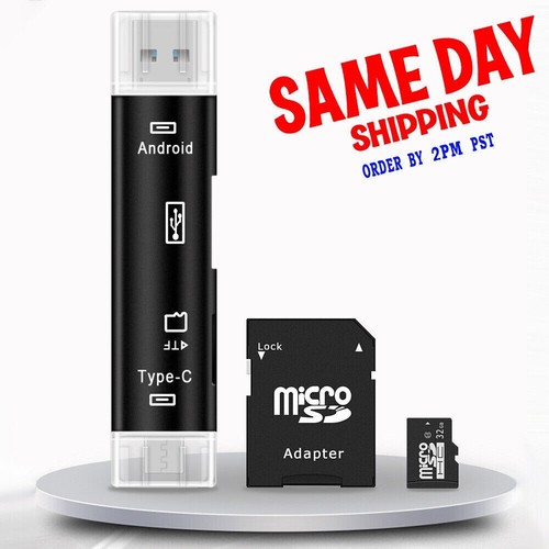 3in1 32GB TF Flash Memory Card Type C USB OTG Multi Card Reader With SD Adapter