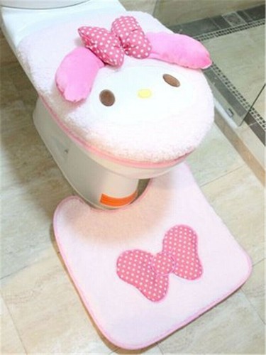 My Melody 3PCS Set Cute Plush Area Rug Bath Mats Rugs Toilet Cover Bathroom Deco - 第 1/9 張圖片