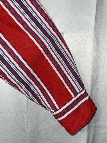 Vintage 90’s Gr. L Herren Duck Head rot bunt gestreift Knopf Hemd Langarm - Bild 7 von 14