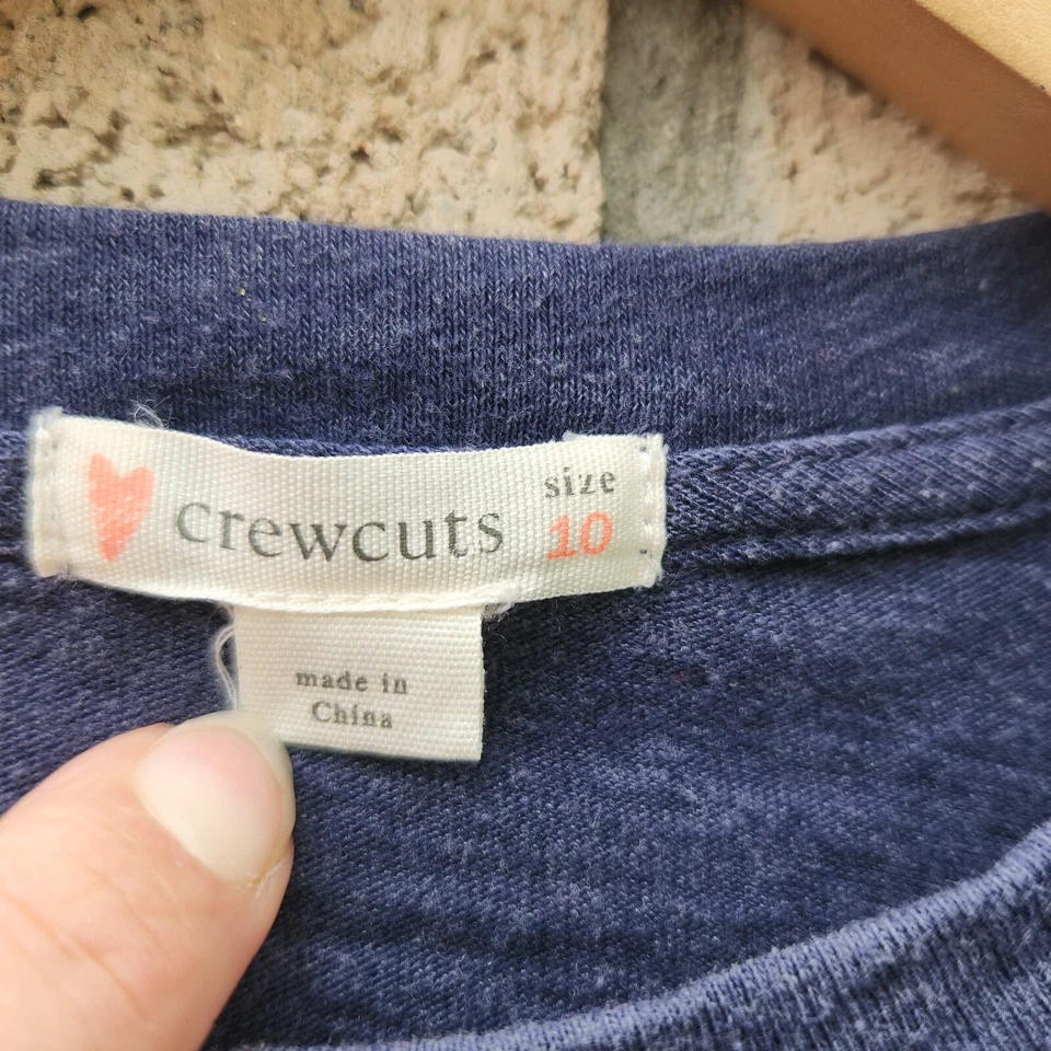 Top Crewcuts J Crew para niñas manga 3/4 hombro moño talla 10 azul marino Foto 4 de 4