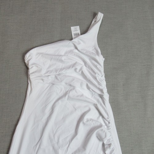 Susana Monaco Dress Womens White One Shoulder Mini Bodycon Ruched Club Sexy NWT - Picture 3 of 11