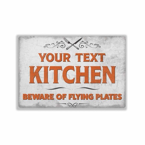 Personalized My Kitchen My Rules Rustic Over White METAL SIGN or DECAL - Picture 7 of 12