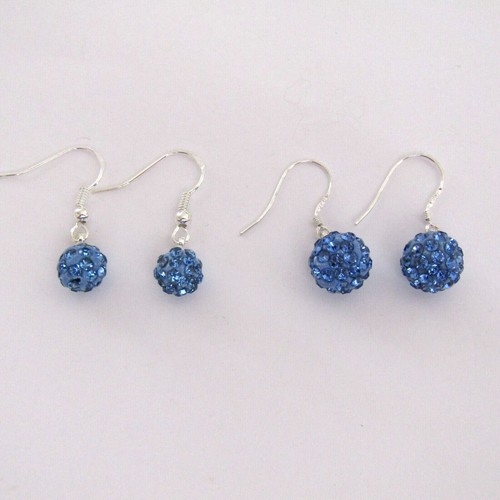 Huge choice of BLUE earrings crystal feather shamballa murano fringe gemstone UK - Picture 144 of 182