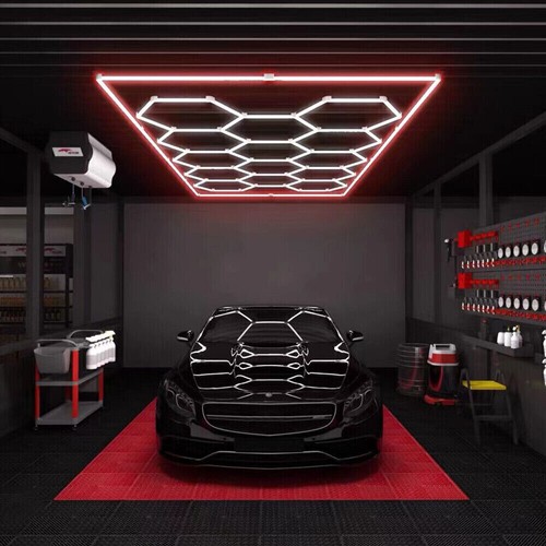 Hexagon Garage Lights 14 Grid With Frame Honeycomb LED Shop Ceiling Light USA - Picture 17 of 41