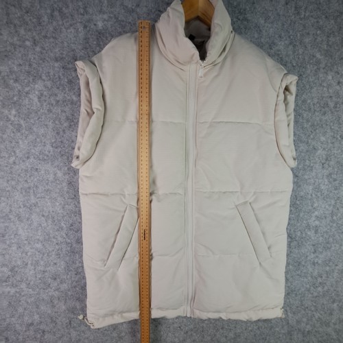 H&M Divided Vest Womens Small Light Beige Padded Zip Winter Pocket 5859 - Picture 8 of 13