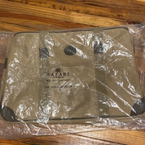 Vintage 1991 Ralph Lauren Safari Traveler Khaki Tan Canvas Messenger Duffle Bag