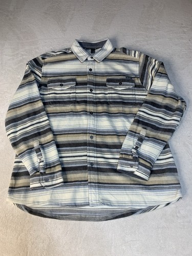 Eddie Bauer Mens XL Chutes Shirt Jacket Micro Fleece Blue Cream Stripe Comfy NWT - Picture 12 of 19