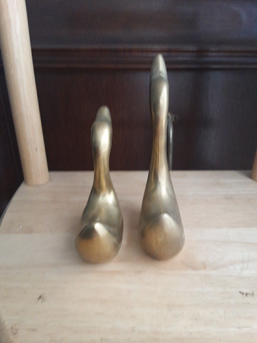 Brass Swan Duck Figurines Paper Weight Door Stop 6 3 Long Tall 4".tall 2.75 Long - Picture 6 of 23