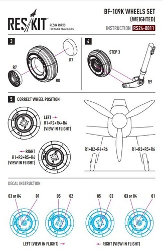 ResKit RS24-0011 Scale 1:24 Bf-109K wheels set (weighted) for plastic model kit - Picture 21 of 24