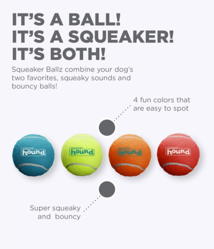 Outward Hound Squeaker Ballz Fetch Dog Toy, Medium - 4 Pack - Picture 2 of 12