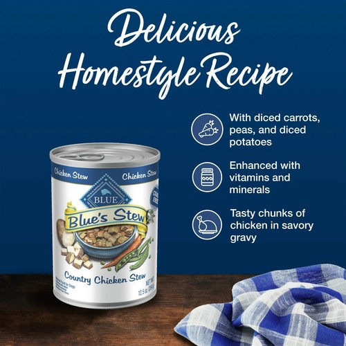(12 pack) Blue's Stew Natural Wet Dog Food, Country Chicken Stew, 12.5-oz. Can - Picture 4 of 10