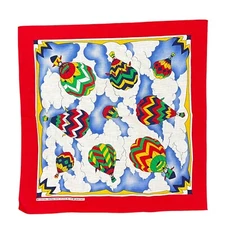 Vtg 21.5" Wamcraft Bandana Hot Air Balloons In Flight USA Cotton Blend Colorful