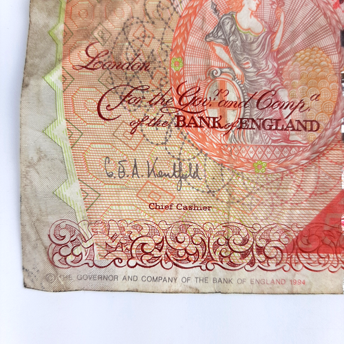 English Fifty Pound Bank Note 1994 Circulated Ungraded Dirty Creased Used - Picture 5 of 8