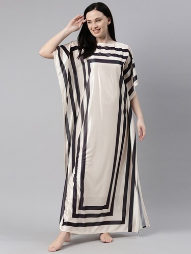 Womens Summer Satin Kaftan Casual Long 