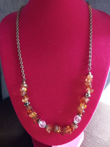 Vintage Adjustable  'AVON' SP Yellow Gold  Metal Chain Link Beaded NECKLACE 