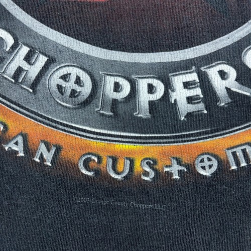 Vintage Y2K Orange County Choppers Shirt Men XL Black Tee OCC Fire Flame Faded * - Picture 10 of 14