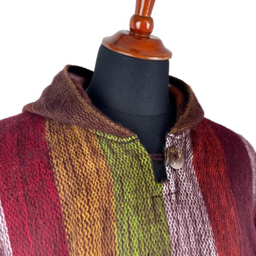Lightweight Baby Alpaca Wool Poncho Handmade S.American Artisans Burgundy Red - Picture 7 of 8