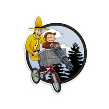 Curious George Man In The Yellow Hat E.T. Mashup Vinyl Sticker