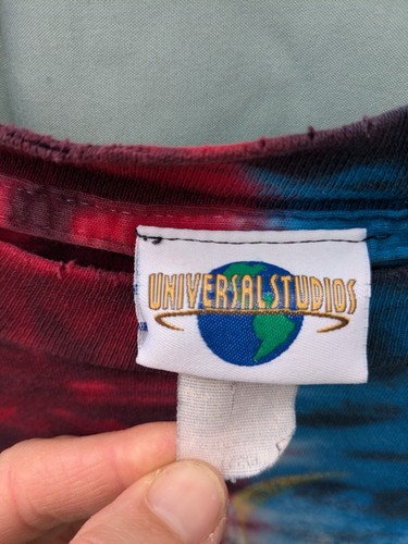 VTG 90s Universal Studios Dueling Dragons T Shirt Tie Dye Red Blue Distressed XL - Picture 7 of 10