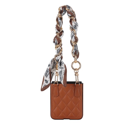Funda protectora de lujo con cadena de muñeca de cuero con rejilla para Samsung Galaxy Z Flip3 4 5 6 7 - Imagen 40 de 72