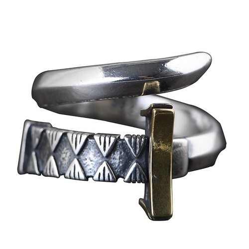 Solid 925 Sterling Silver Stamped Mens Unique Sword Ring Size Open Adjustable - Picture 10 of 10