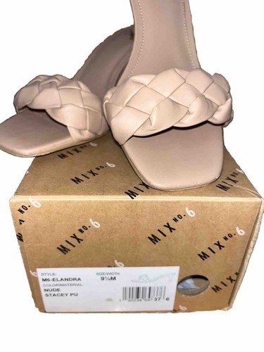 Mix No. 6 Nude Slip Shoes Size 9.5 Women’s Square Toe Sandals Short Heels - Picture 4 of 5