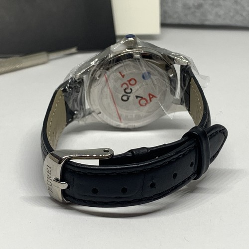 Burei S-3001L Women's Black Leather Strap Analog Dial Quartz Wrist Watch FRY76 - Picture 9 of 11